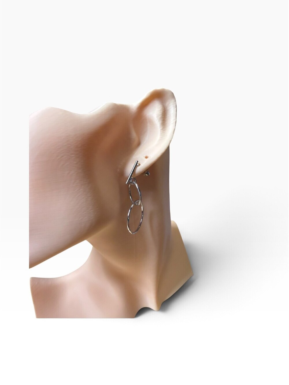 Jasmine Lane Silver Double Circle Drop Earrings Hypoallergenic NWT